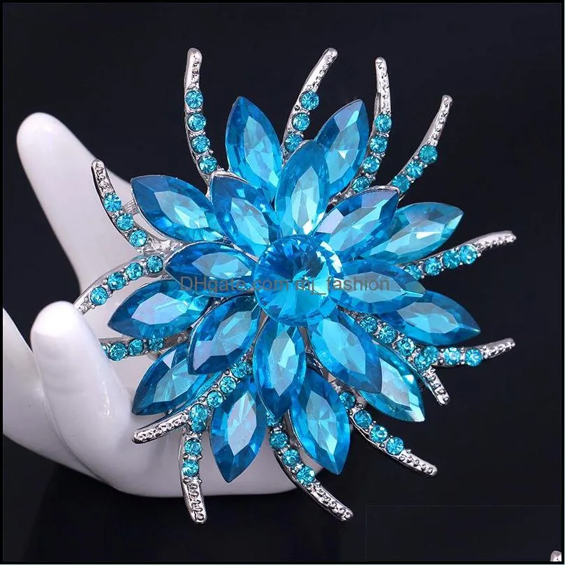 assorted colors large crystal diamante brooches jewelry vintage style rhinestone flower broach for wedding brooch bouquet ae093