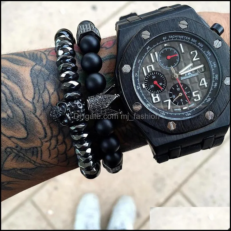 hematite beads bracelets skull bangles titanium steel skull bangle bracelets men jewelry bracelet men christmas jewelry