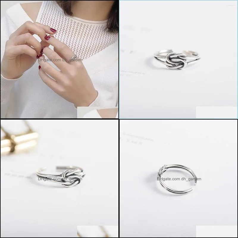 cluster rings vintage love knot finger ring for women men authentic 925 sterling silver adjustable fine wedding jewelry ymr342cluster