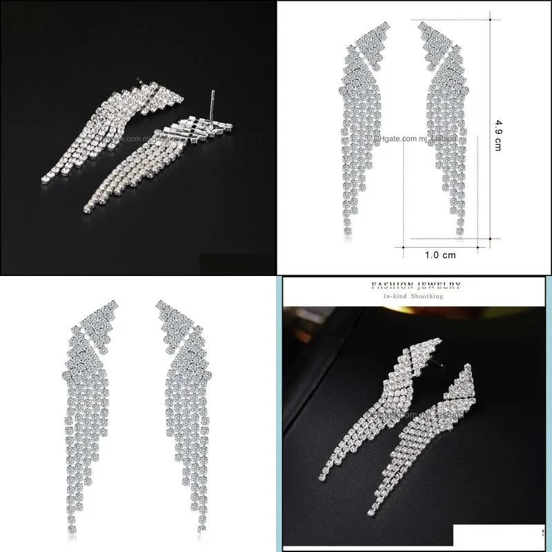 fashion bride long hanging earring crystal rhinestone tassel earrings for women wedding engagement jewelry accessories ba350