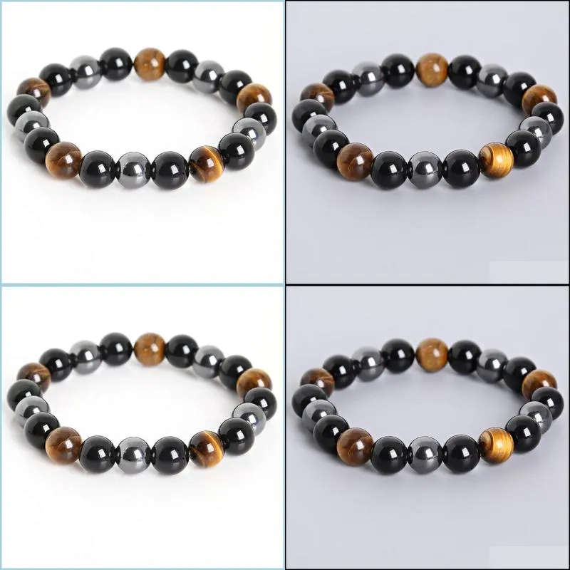 tiger eye hematite black obsidian 10mm stone bracelet jewelry for women gift men bracelet