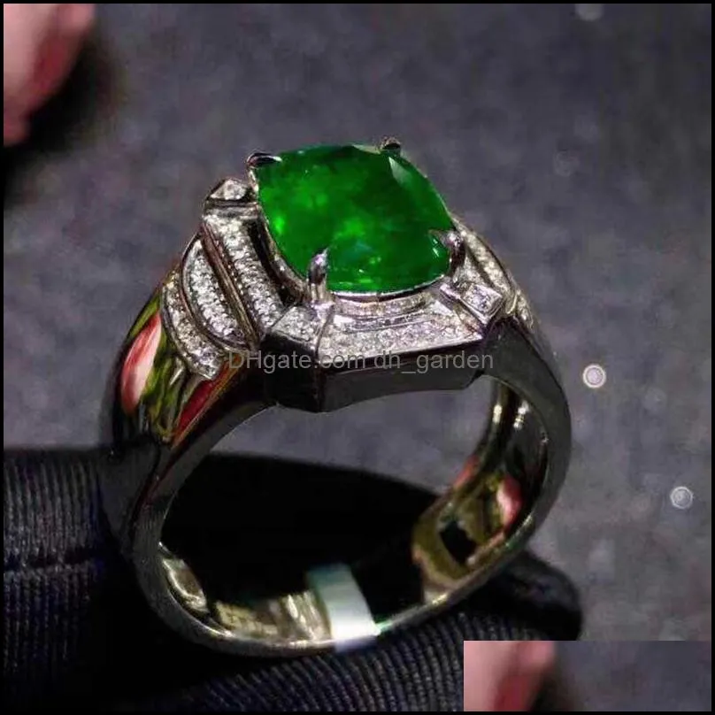 cluster rings 100 natural colombian emerald mens ring atmospheric fashion 6x8mm fine jewelry highend giftcluster brit22