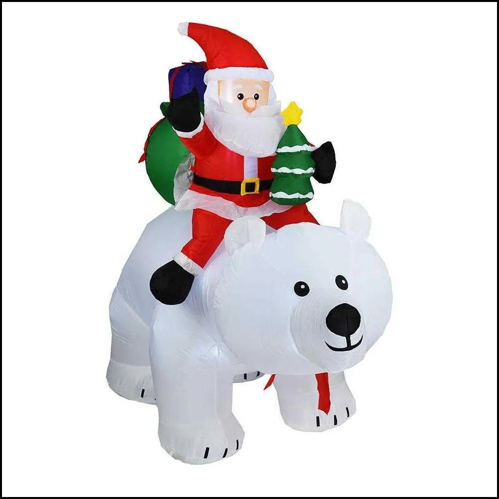  inflatable santa claus riding polar bear 6ft christmas inflatable shaking head doll indoor outdoor garden xmas decoration h1020