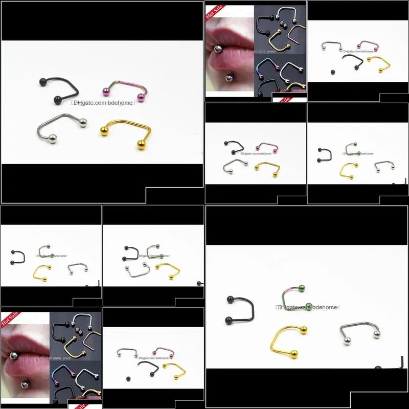 50Pcs Surgical Steel Lip Labret Rings Bar Body Jewelry Piercing 16G Three Colors Vbteu 8Dsmh