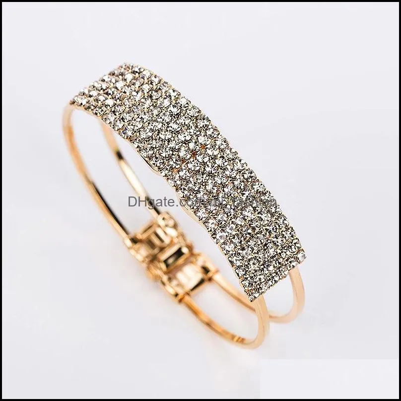 gold silver color bracelets for women crystal rhinestone bracelet bangle wedding bridal wristband pulseras