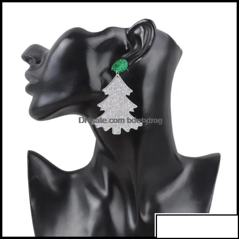 Dangle Chandelier Earrings Jewelry Fishsheep Trendy Glitter Acrylic Christmas Trees Drop For Women Cute Festive Snowman Earring Xmas