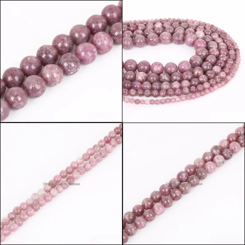 8mm natural lepidolite stone beads round loose spacer bead for jewelry making 4/6/8/10/12mm 15`` diy bracelet&necklace