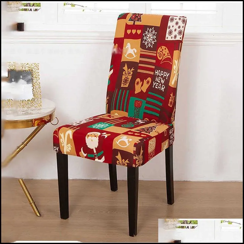 christmas polyester stretch allinclusive chair cover with high backrest dirtresistant dustproof removable home hotel decoration