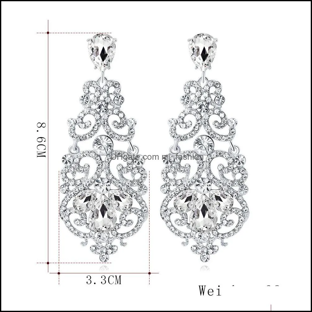 gorgeous chandelier wedding long earring for women clear color crystal bridesmaid drop earrings party jewelry ba039