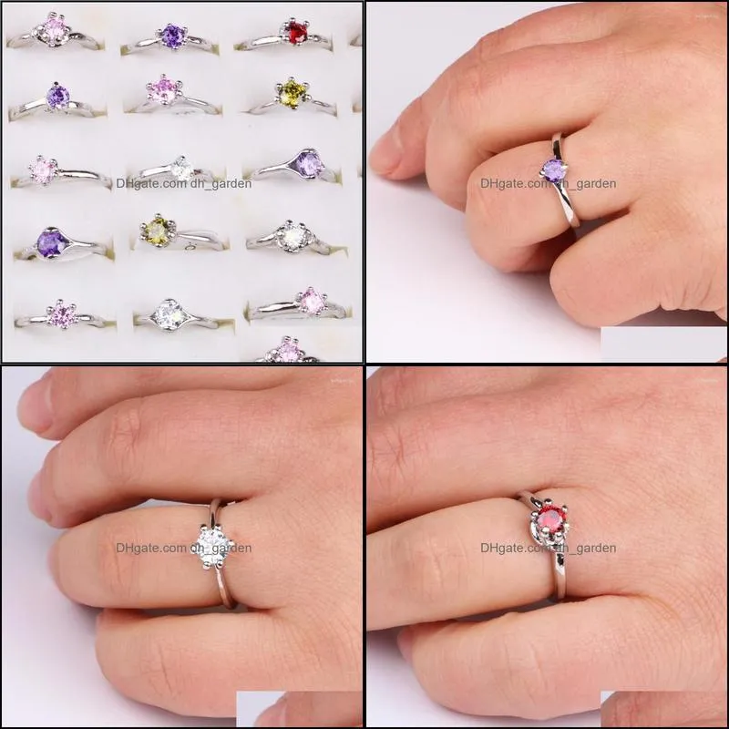 cluster rings hgflyxu random 2pcs silver color crystal zircon finger for women accessories fashion jewelry birthday gift