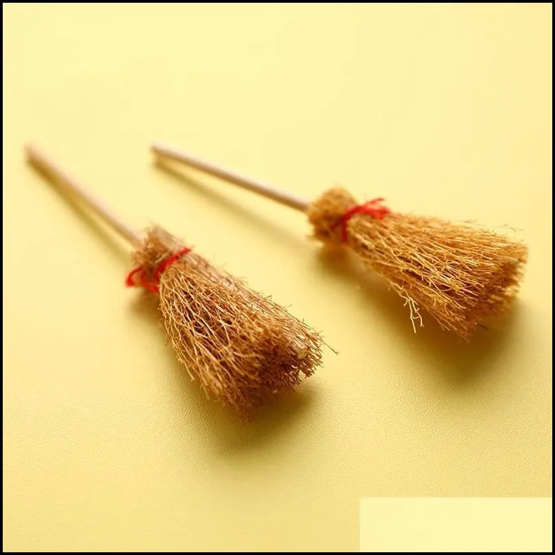 party decoration 10/5/1pcs mini broom red rope straw brooms hanging decorations for halloween costume witch dollhouse accessories