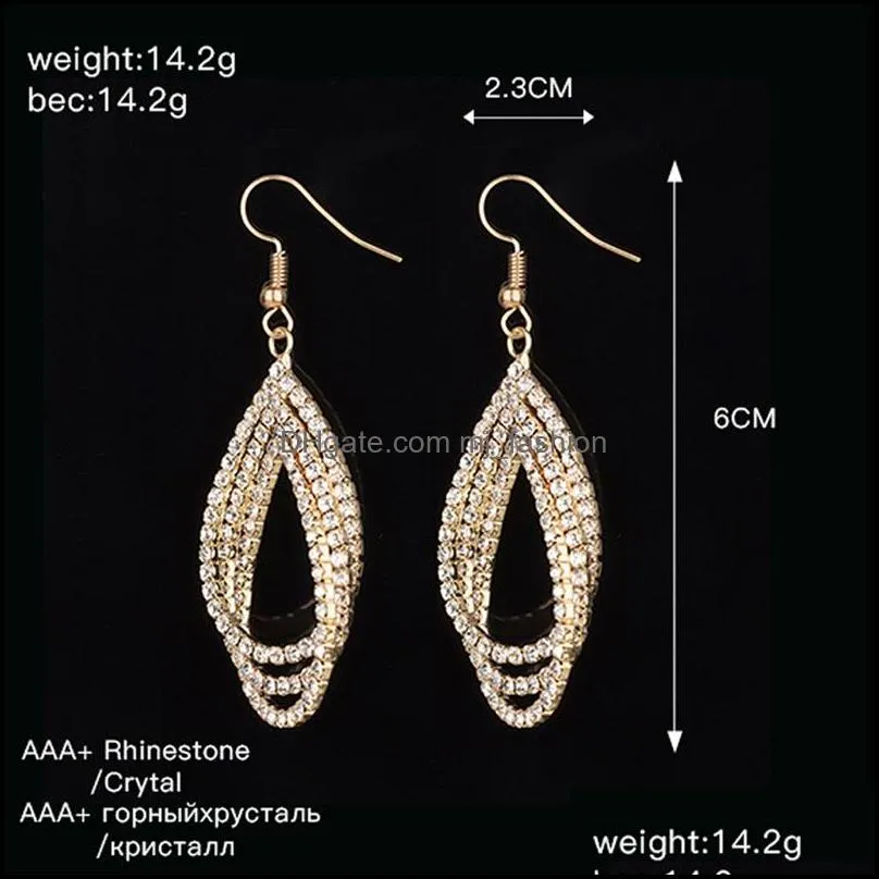 fashion gold silver color dangle earrings luxury crystal rhinestone water drop earring bridal wedding party jewelry gifts