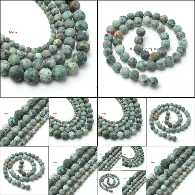 8mm 15inches natural stone beads dull polish matte african stone round loose beads for jewelry making 4/6/8/10mm