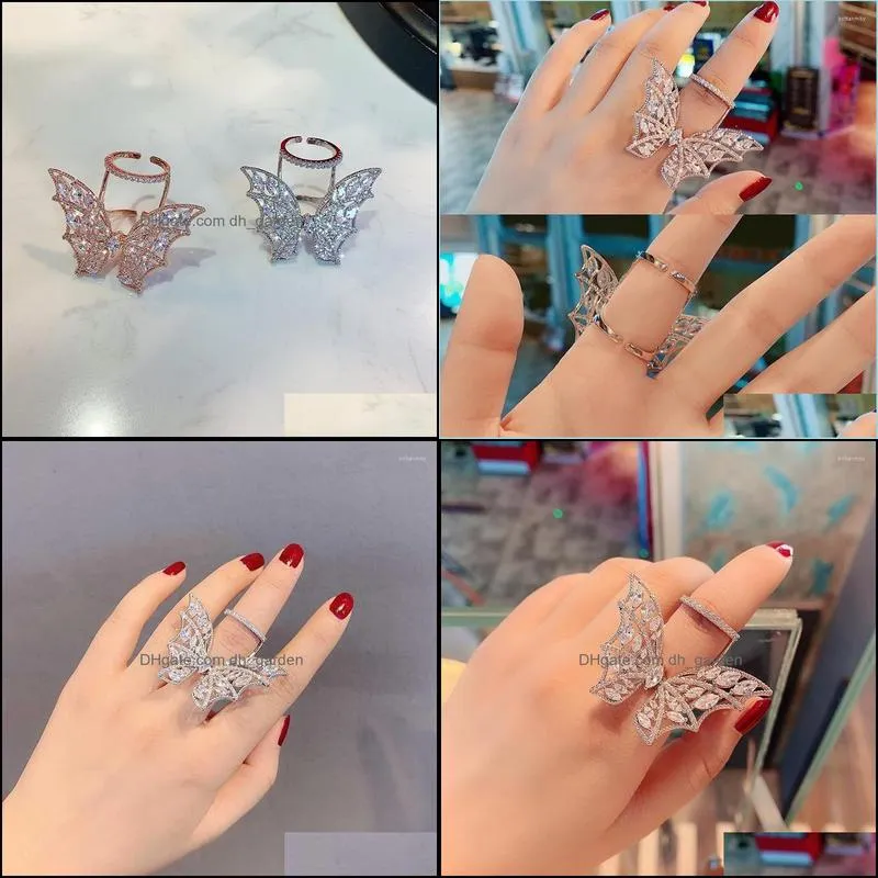 cluster rings european american style personality 925silver jewelry hyperbole butterfly opening ring delicate costume party accessoire