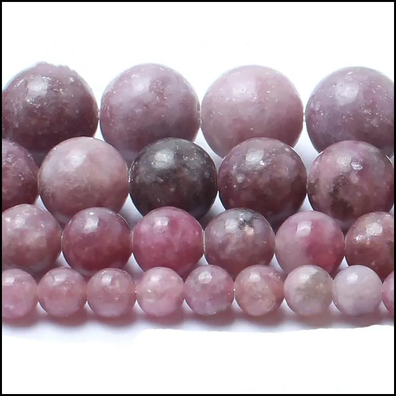 8mm natural stone beads lepidolite round loose beads for jewelry making 4/6/8/10mm 15 5inches diy bracelet shipping