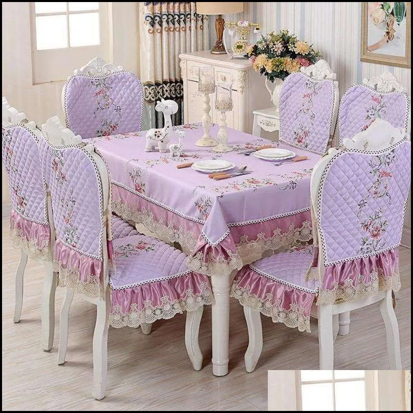 table cloth europeanstyle dining chair cover cushion with lace embroidered