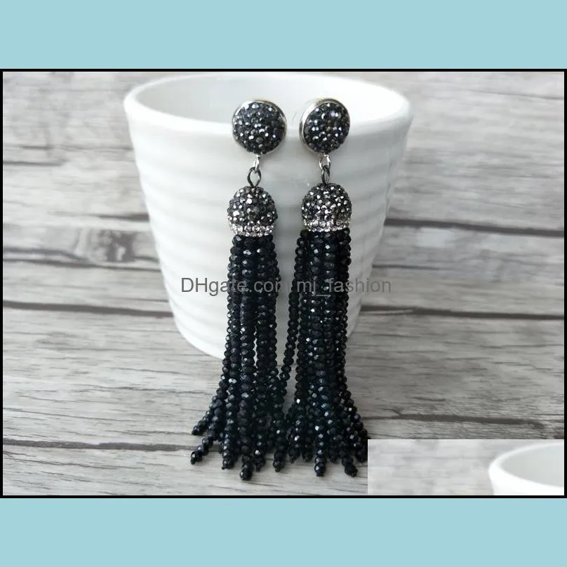 handmade crystal tassel dangle earrings with pave rhinestone jewelry for women bohemia earring er176