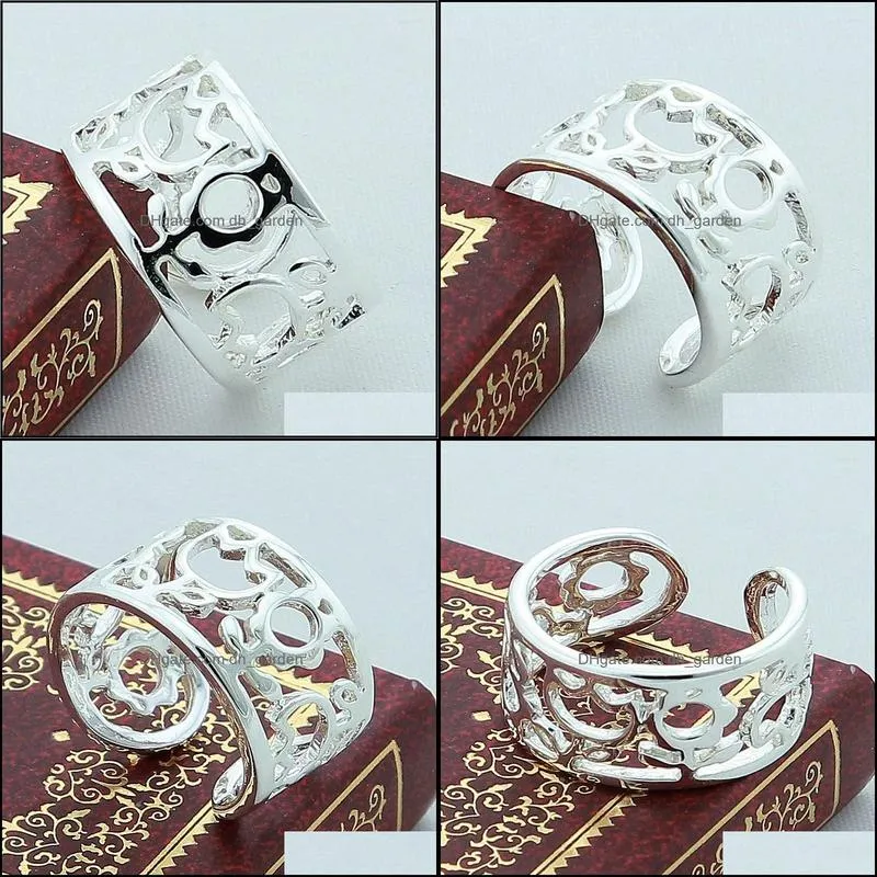 cluster rings 925 sliver color hollow flower ring fashion jewelry for women trendy engagement christmas gift