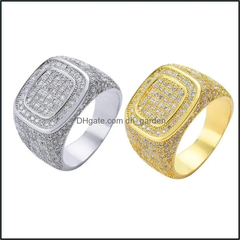 cluster rings square micro pave for men women iced out high quality cubic zirconia with jewelry box hip hop jewerly gift brit22