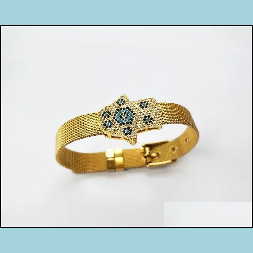 new fashion hamsa hand connector charm bead watch belt bangle cz micro pave zirconia charm bead bracelet bg252
