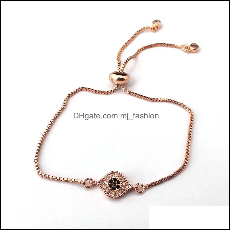high quality micro pave shiny cubic zircon cz eye connector bracelet for women girl charm jewelry gift bg309