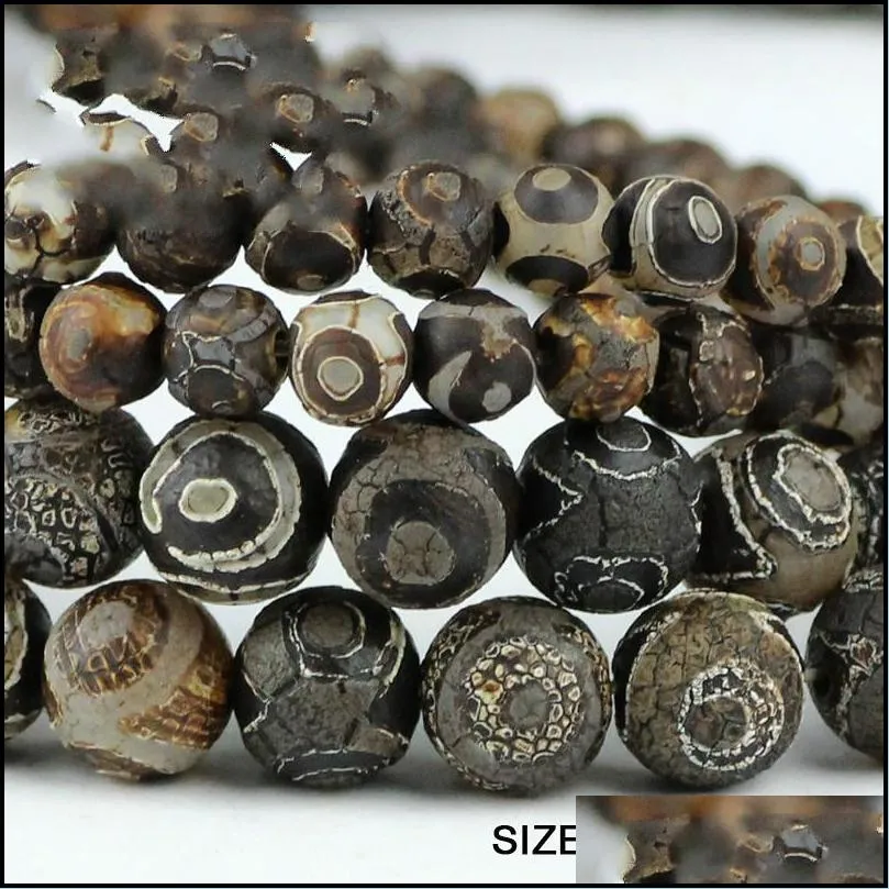 8mm tibetan dzi eyes beads natural brown stone religion 8/10/12mm round loose beads for jewelry making bracelet diy