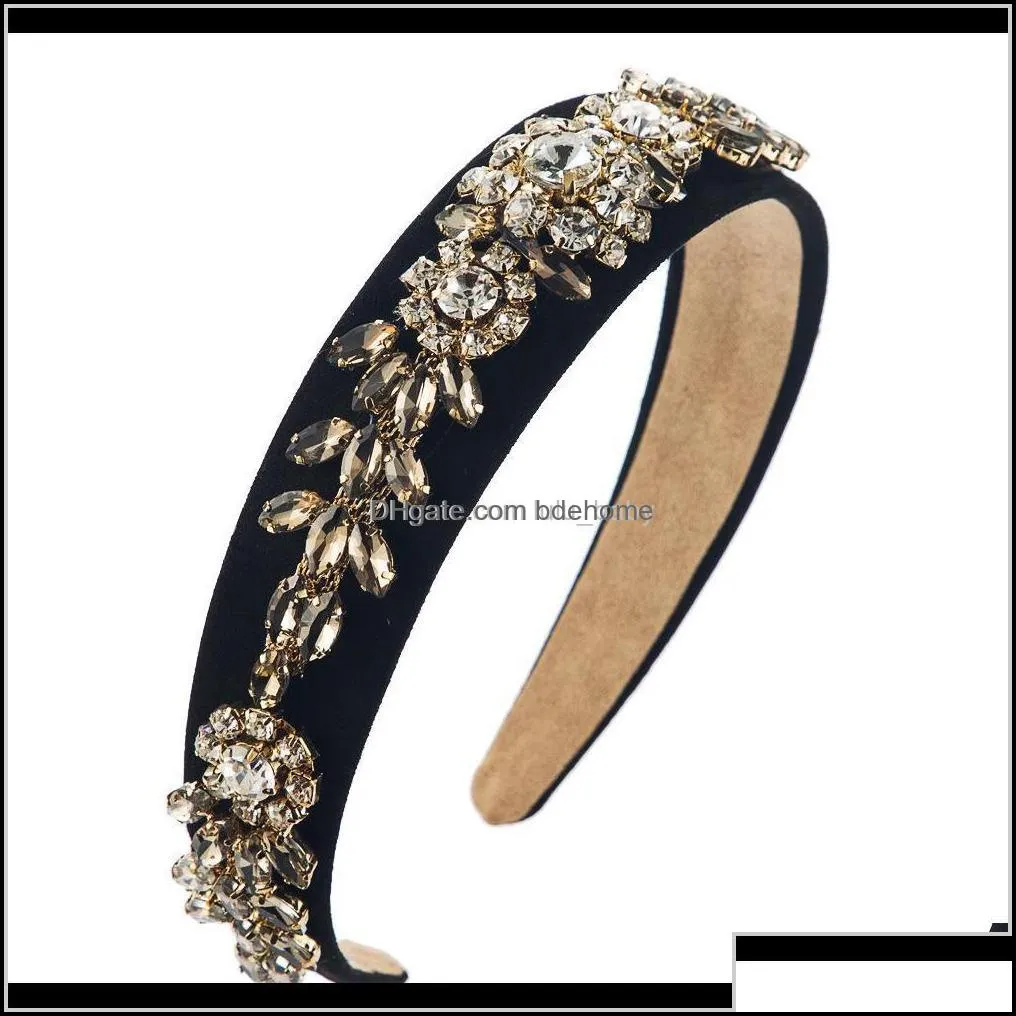 Accessories Baroque Court Wind Super Flash Rhinestone Glass Diamond Flower Band Female X4Kiv Headbands Ja9Og