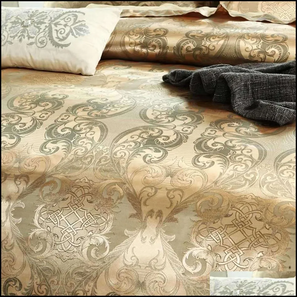 bedding sets luxury jacquard set king size duvet cover quilt queen comforter bed gold high quality for adults 220923