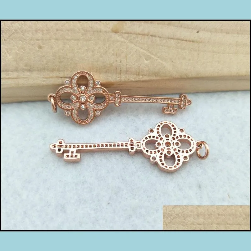 5 pcs tiny cz crystal key shaped charm cz zircon stone micro pave pendant women jewelry finding diy necklace making pd814