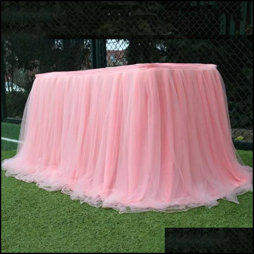 tutu tulle table skirt elastic mesh tableware tablecloth for wedding party decoration home textile accessories232t