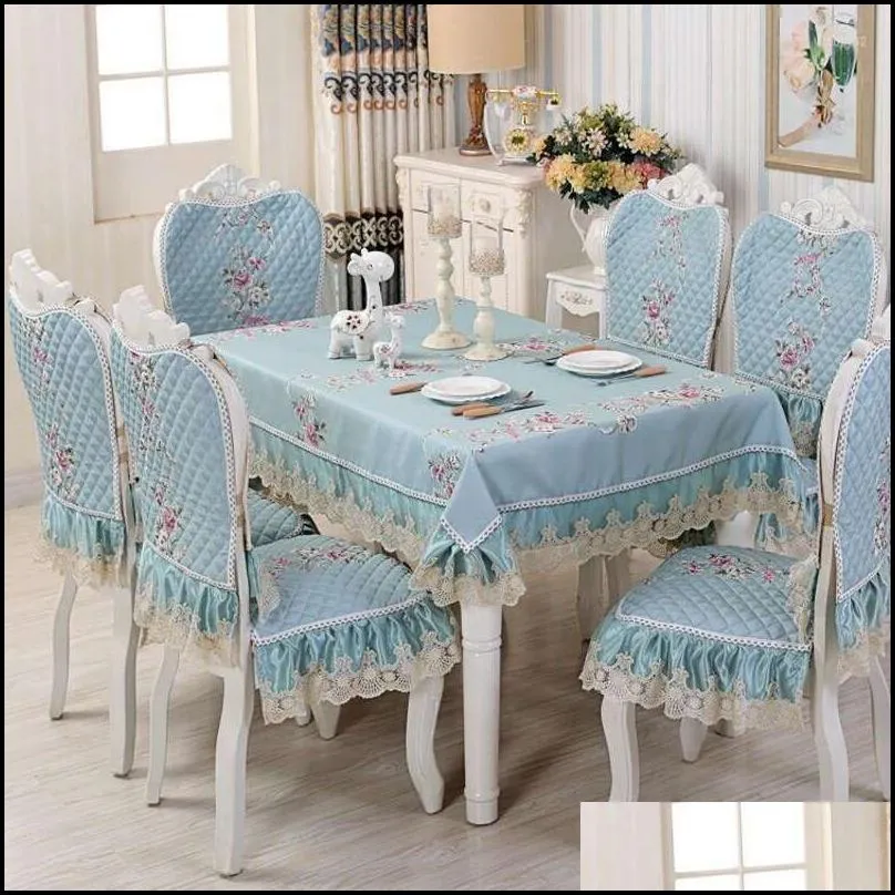 table cloth europeanstyle dining chair cover cushion with lace embroidered