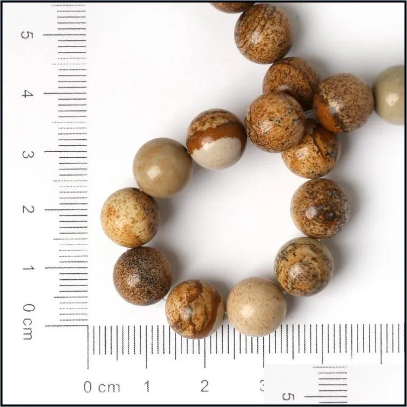 8mm 15/strand round natural stone picture loose spacer beads 4mm 6mm 8mm 10mm for diy bracelet necklace jewelry making