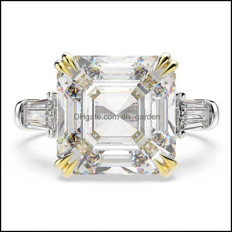 cluster rings 100 925 sterling silver created moissanite citrine diamonds gemstone wedding engagement ring fine jewelry gift
