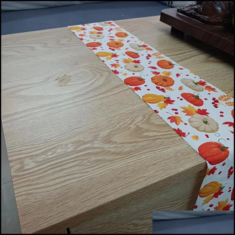 thanksgiving table runner pumpkin maple leaves holiday kitchen dining table decoration autumn for outdoor home party decor