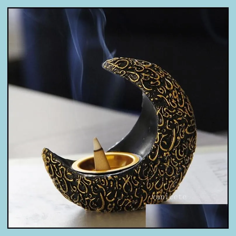 ramadan decorative moon resin candle holders classical elegant european desktop decorative incense burner t2i53352