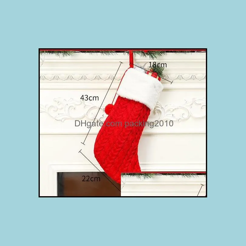 knitting wool christmas stocking xmas tree ornament santa candy gift bag knitted socks prop socks party pendant decorations
