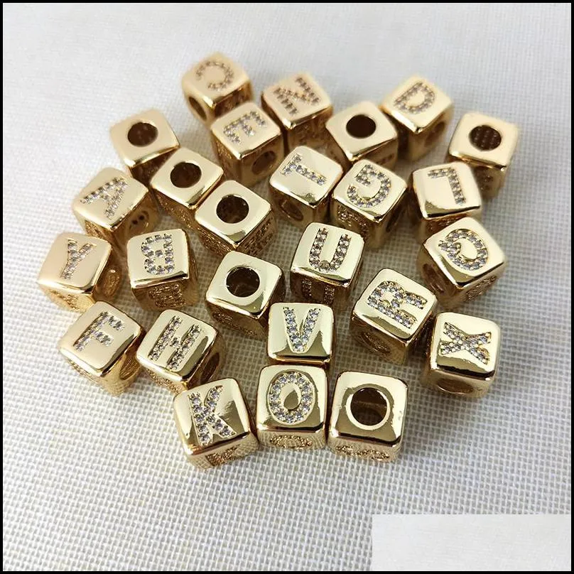 9mm new initials letter spacer beads pave cz letter cube beads fit bracelet/necklace making fashion charm letter jewelry supplies