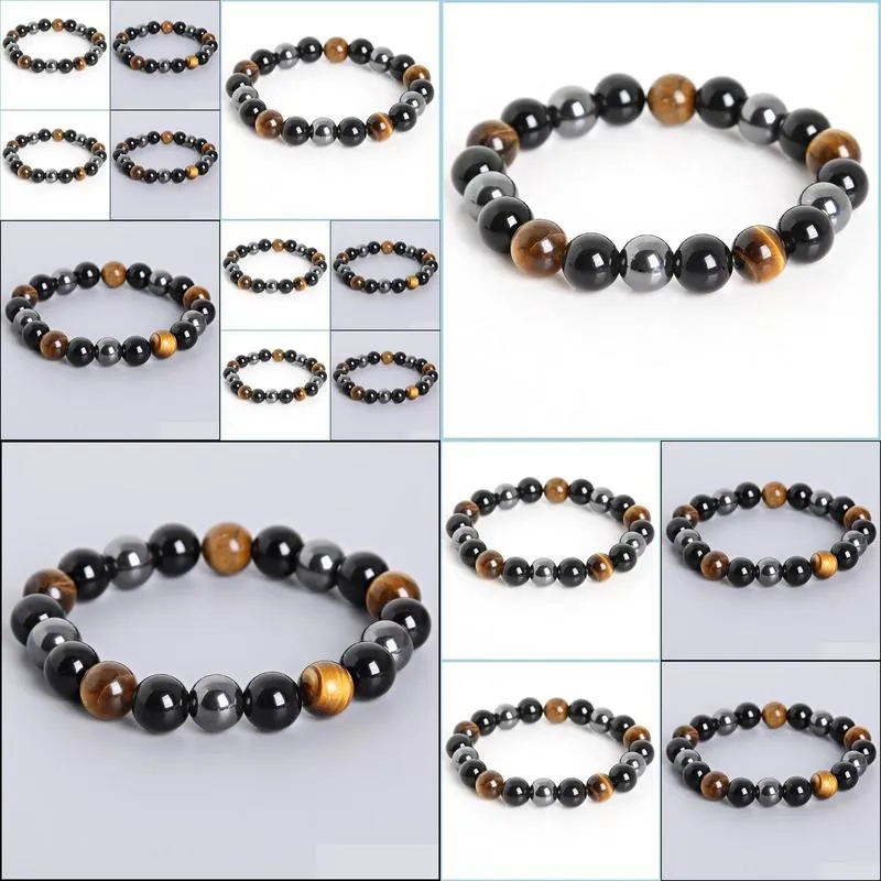 tiger eye hematite black obsidian 10mm stone bracelet jewelry for women gift men bracelet