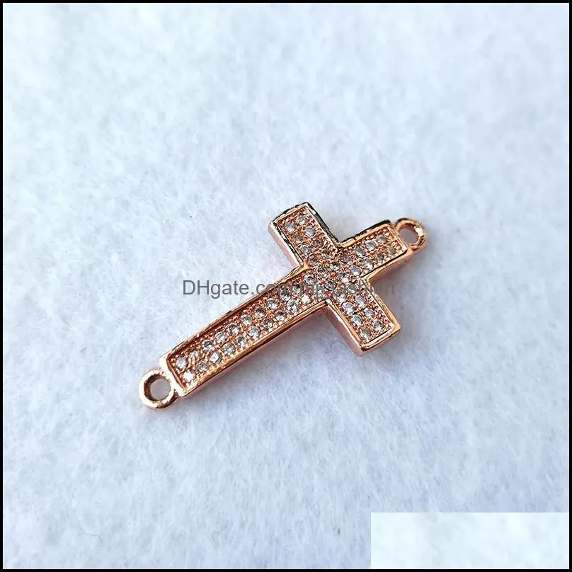 handmade charm micro pave cubic zirconia cross connector beads diy bracelet accessories jewelry making ct555