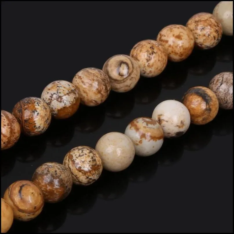 8mm 15/strand round natural stone picture loose spacer beads 4mm 6mm 8mm 10mm for diy bracelet necklace jewelry making