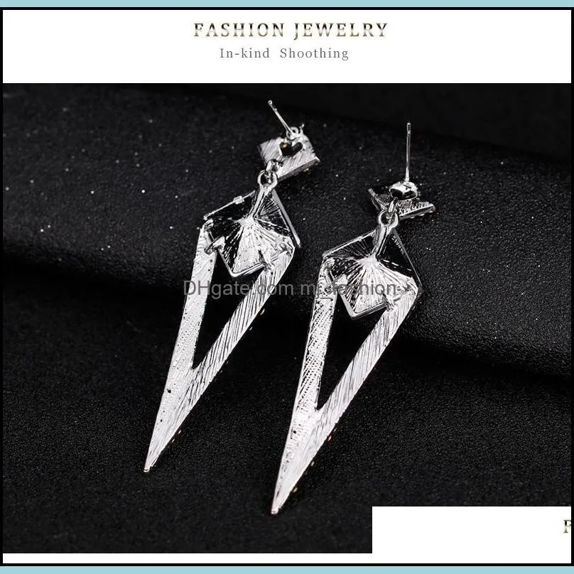 geometric shape crystal rhinestone dangle wedding earring women bridal fashion party hanging earrings jewelry ba099