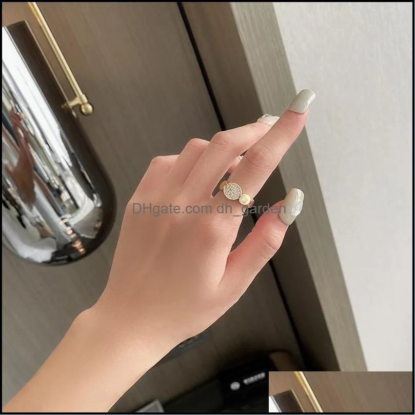 cluster rings korean selling fashion jewelry exquisite copper inlaid zircon ring opening adjustable simple geometric womens daily