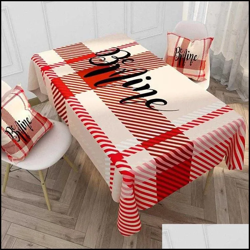 valentine day table cloth rectangle decorative plaid love pattern waterproof washable and reusable table cover rrd12157