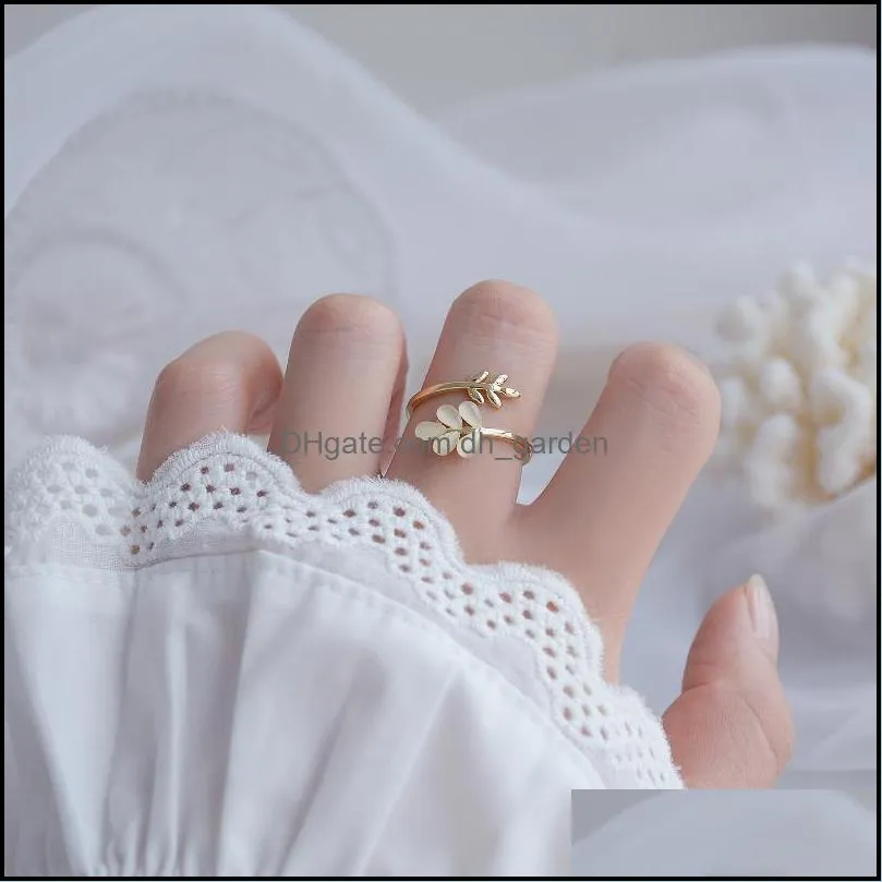 cluster rings south koreas design fashion jewelry exquisite copper inlaid zircon leaf wheat ear opal flower elegant female open