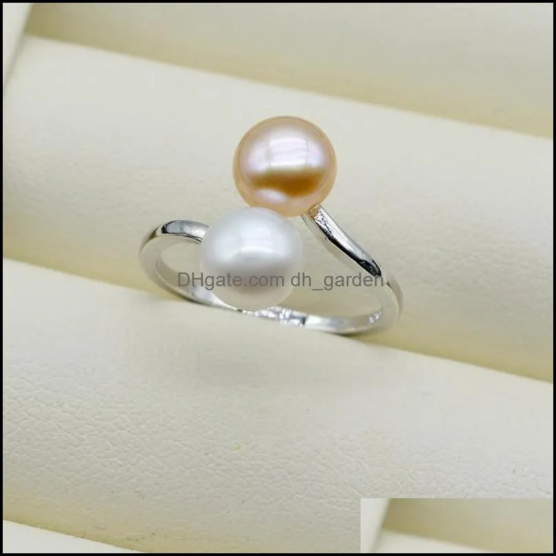 cluster rings ladies pearl ring natural freshwater 925 sterling silver adjustable size double gift choicecluster brit22