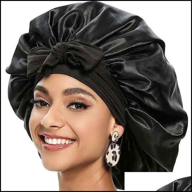 women satin solid sleeping hat night sleep cap hair care bonnet nightcap for women men unisex cap bonnet de nuit shower turban