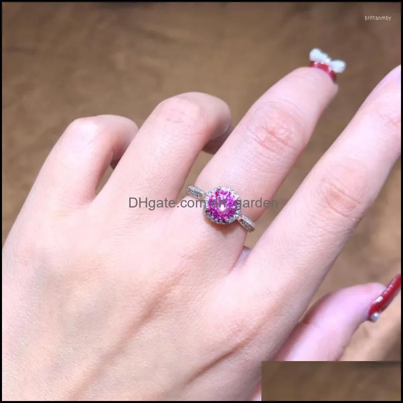 cluster rings silver 925 original 1 round brilliant cut diamond test past sparkling pink moissanite ring gift gemstone wedding jewelry