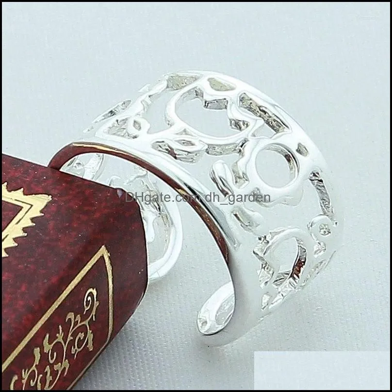 cluster rings 925 sliver color hollow flower ring fashion jewelry for women trendy engagement christmas gift