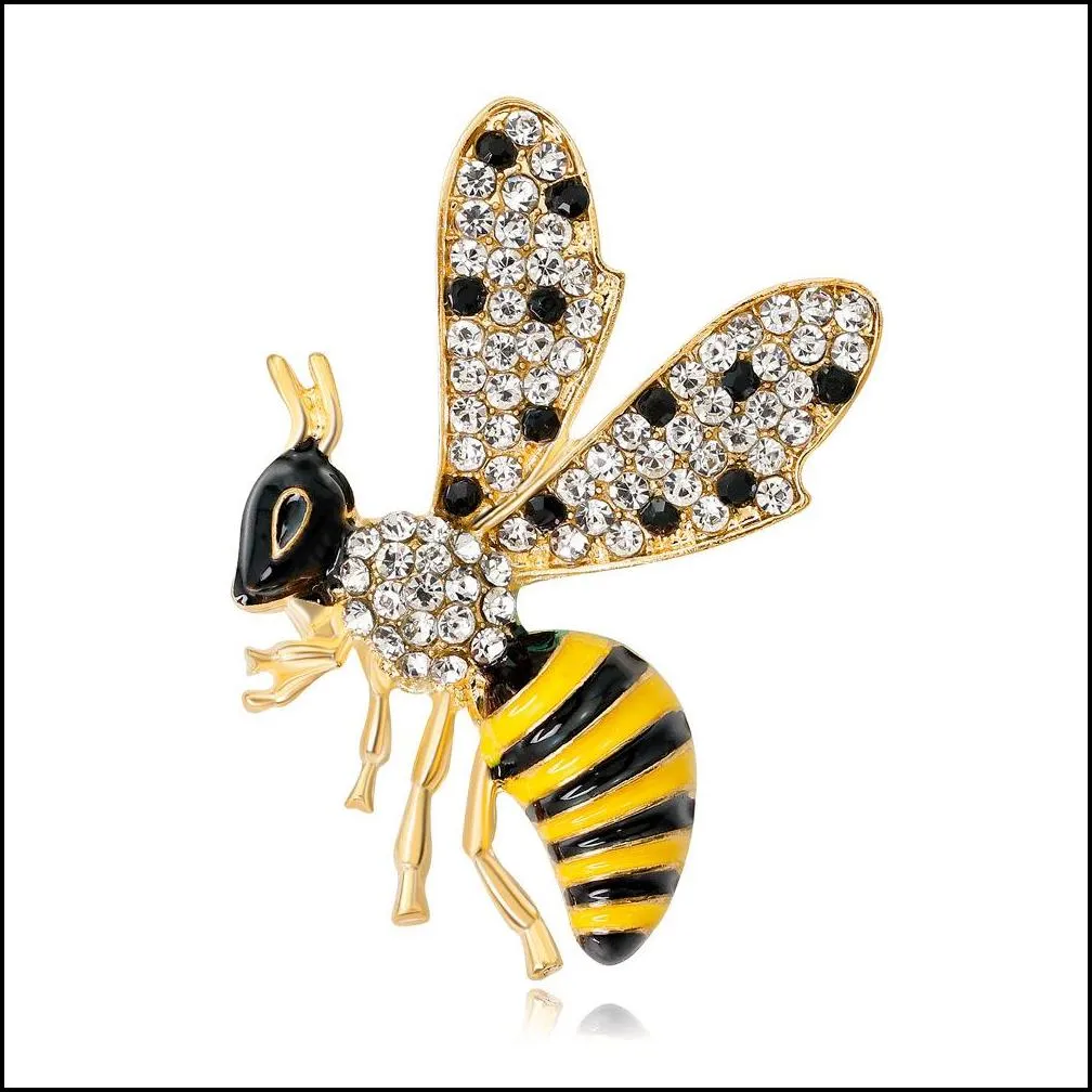 fashionable rhinestone bee brooches gifts for women enamel animal insect spider brooch pin bugs jewelry scarf clip broach