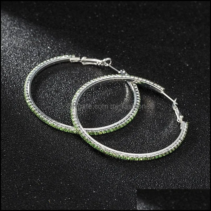 big round crystal hoop earring for women charm bijoux geometric rhinestone earrings statement jewelry gifts